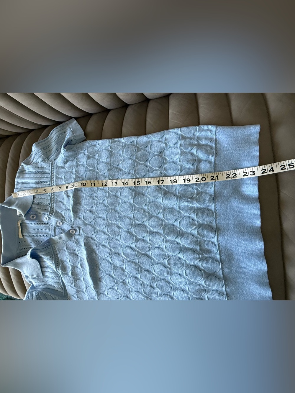 Lizgolf,Liz Claiborne Knit Pale Blue Short-Sleeve Knit Polo Sz S,94% Cotton - Picture 9 of 9